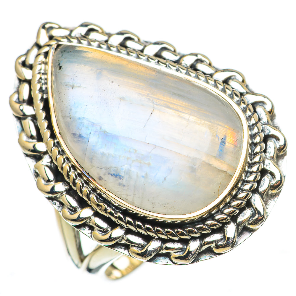 Rainbow Moonstone Rings handcrafted by Ana Silver Co - RING70960