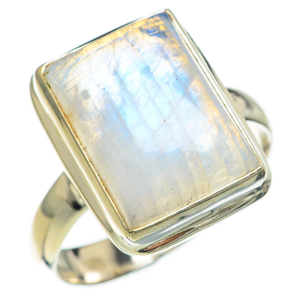 Rainbow Moonstone Rings handcrafted by Ana Silver Co - RING70998