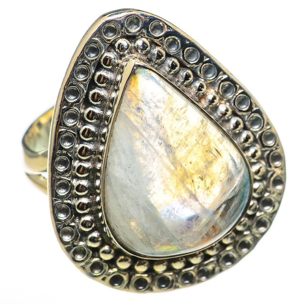 Rainbow Moonstone Rings handcrafted by Ana Silver Co - RING71069