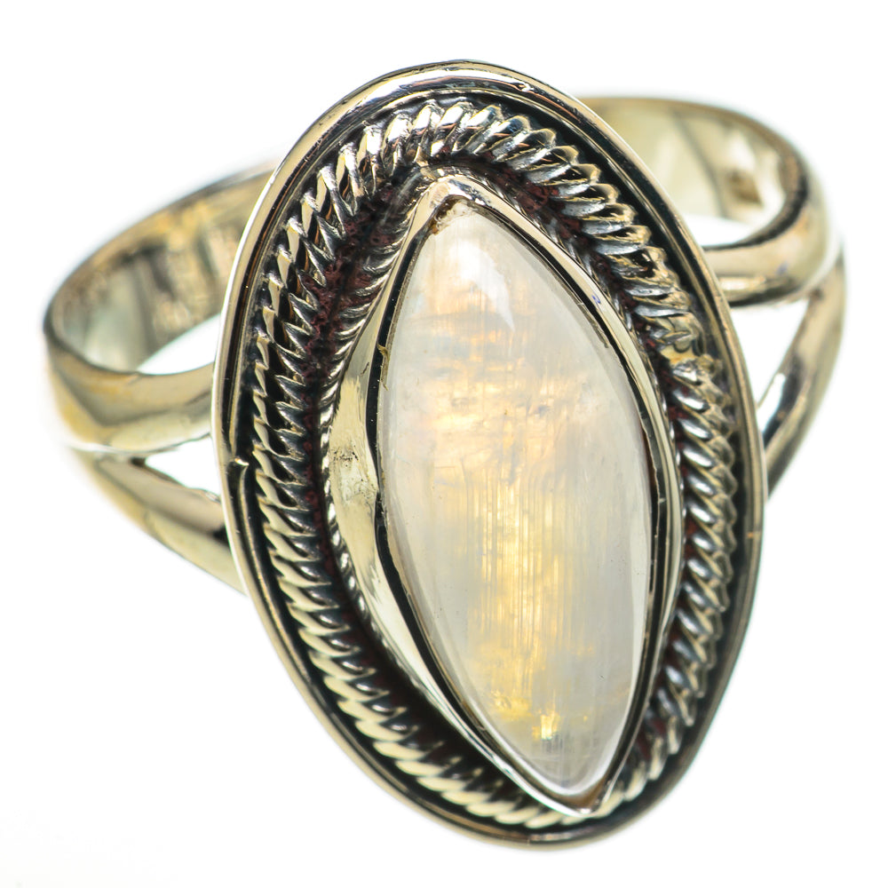 Rainbow Moonstone Rings handcrafted by Ana Silver Co - RING71072