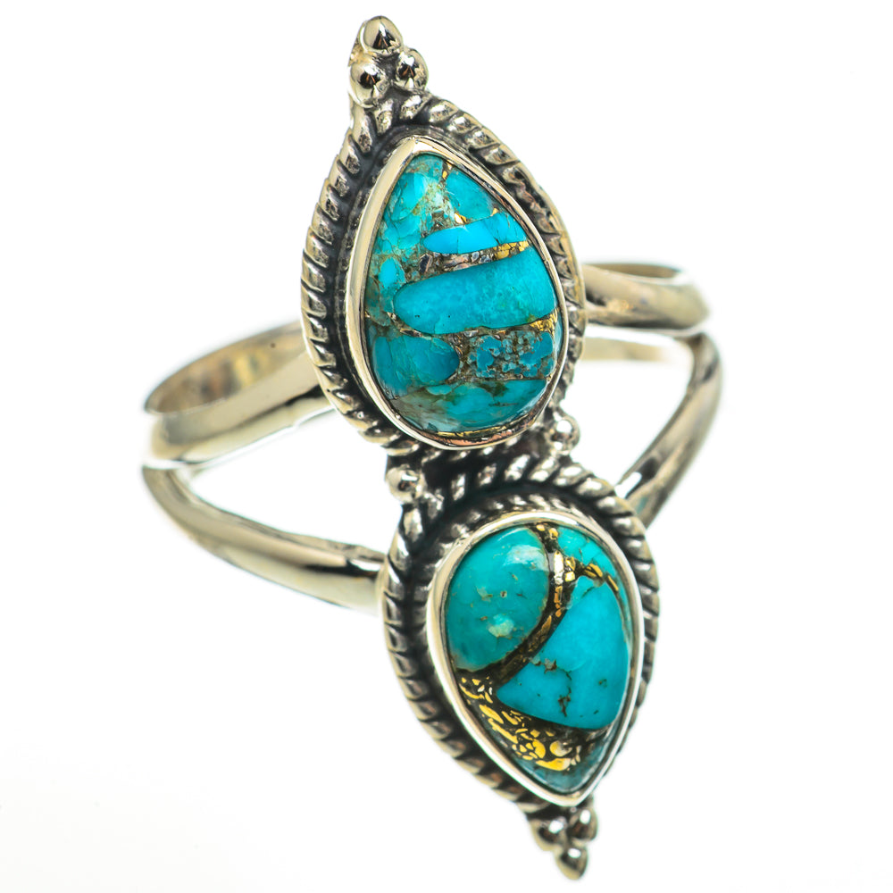 Blue Copper Composite Turquoise Rings handcrafted by Ana Silver Co - RING71114
