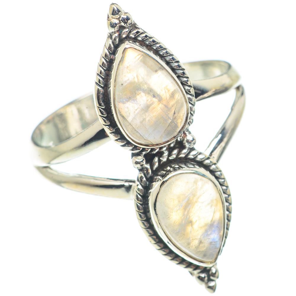 Rainbow Moonstone Rings handcrafted by Ana Silver Co - RING71178