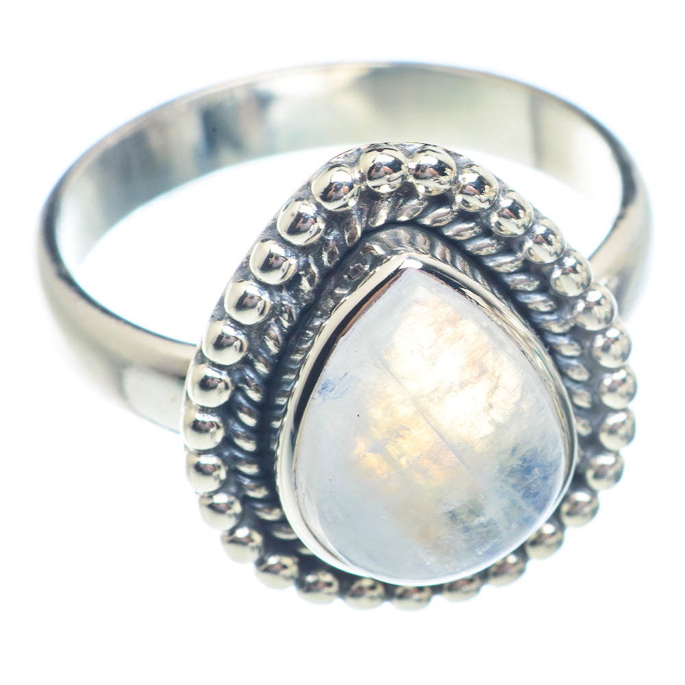 Rainbow Moonstone Rings handcrafted by Ana Silver Co - RING71291