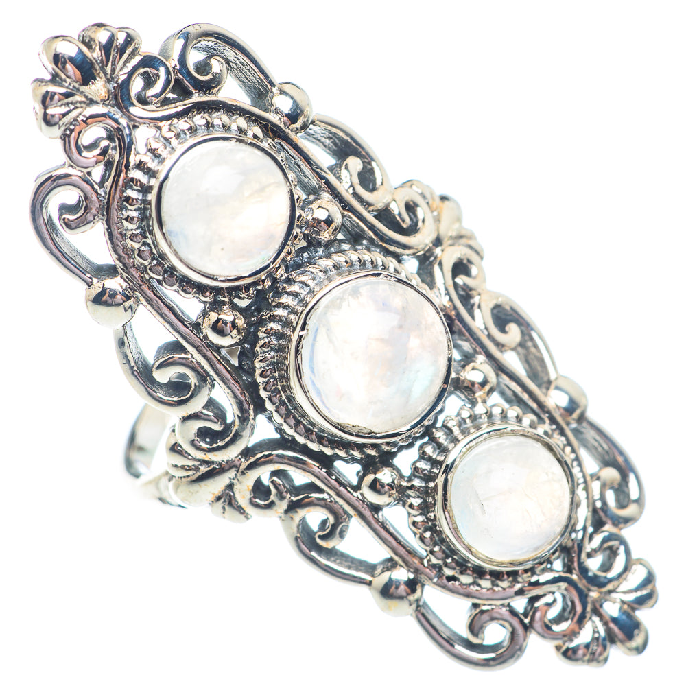 Rainbow Moonstone Rings handcrafted by Ana Silver Co - RING71413