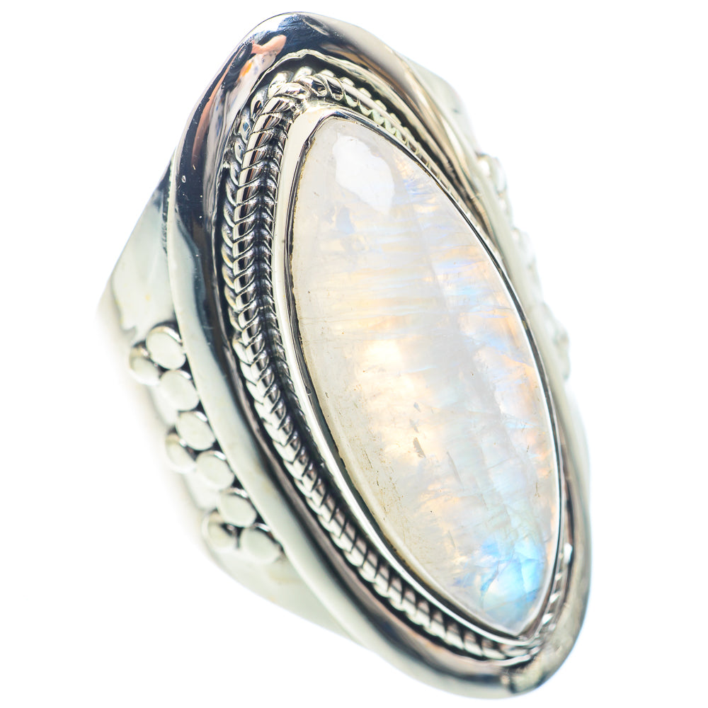 Rainbow Moonstone Rings handcrafted by Ana Silver Co - RING71748