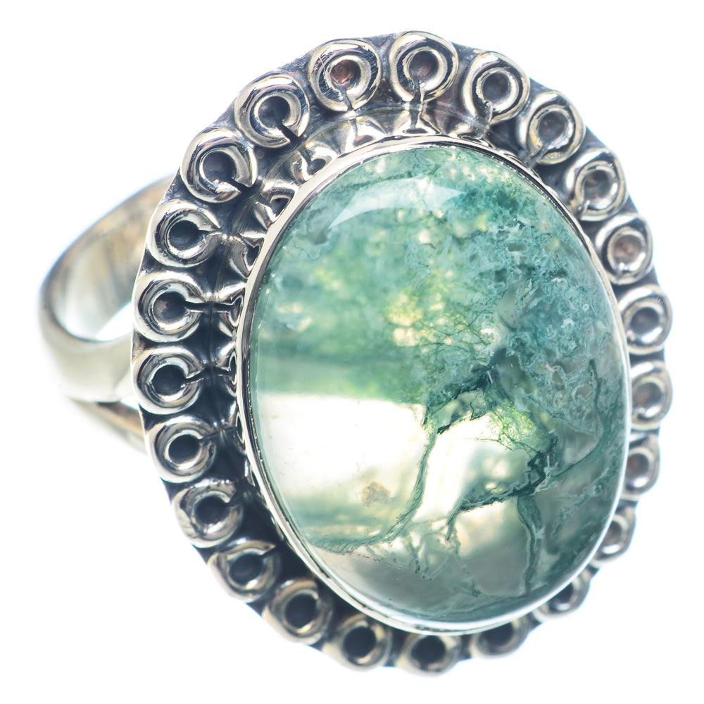 Green Moss Agate Rings handcrafted by Ana Silver Co - RING71860