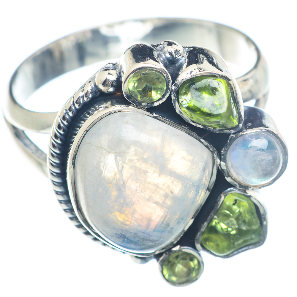 Rainbow Moonstone Rings handcrafted by Ana Silver Co - RING72040