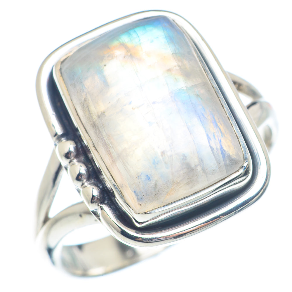 Rainbow Moonstone Rings handcrafted by Ana Silver Co - RING72171
