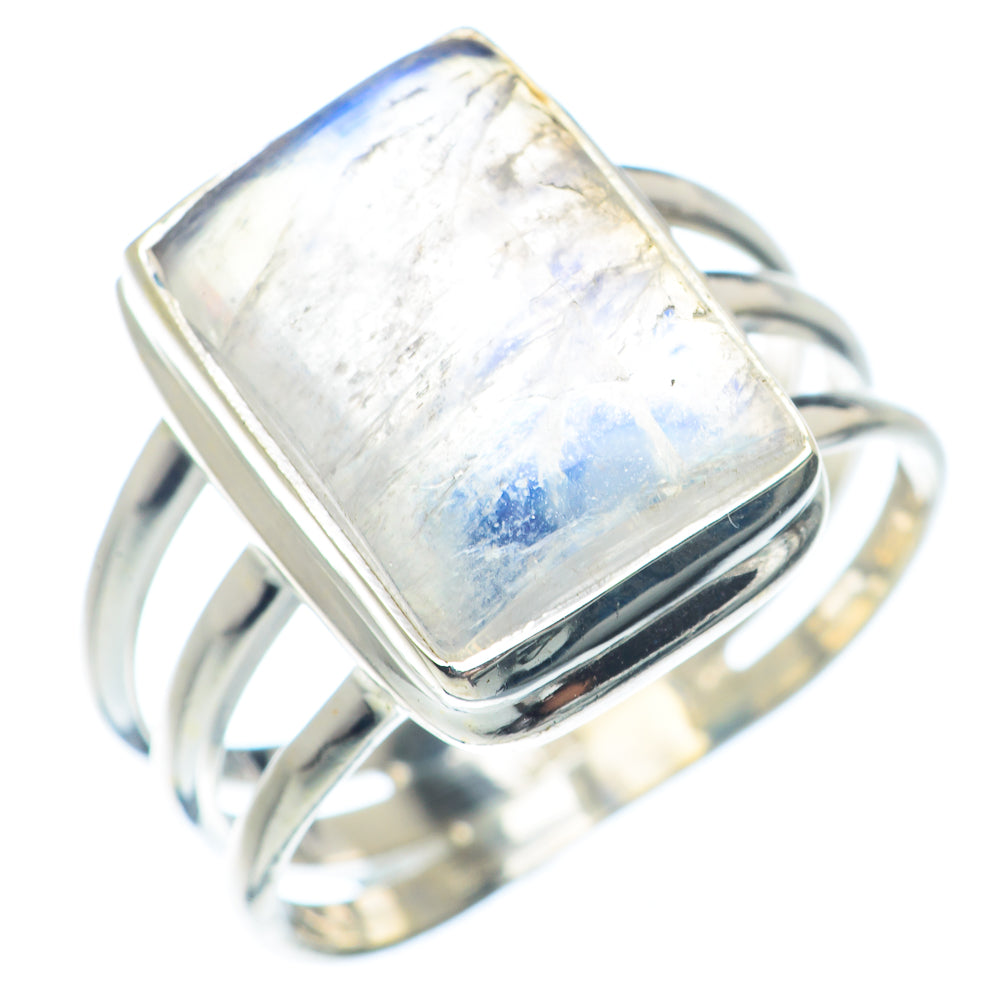 Rainbow Moonstone Rings handcrafted by Ana Silver Co - RING72302