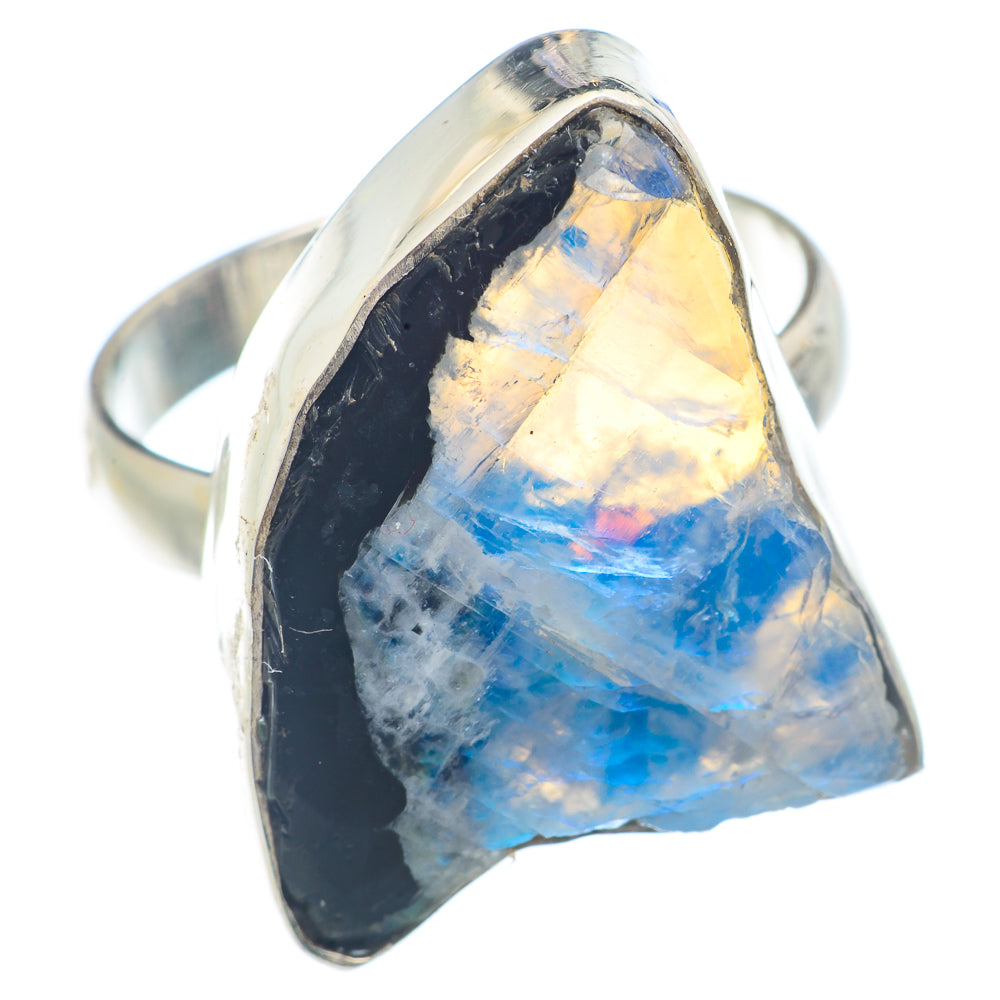 Rainbow Moonstone Rings handcrafted by Ana Silver Co - RING72392