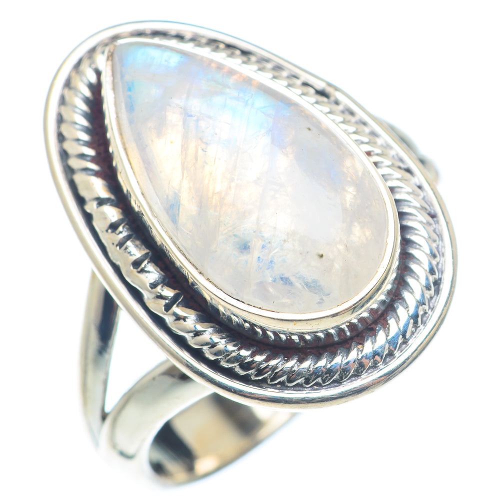 Rainbow Moonstone Rings handcrafted by Ana Silver Co - RING72543