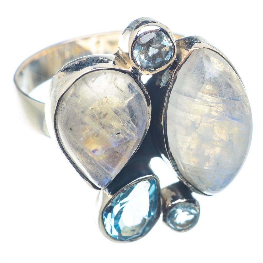 Rainbow Moonstone Rings handcrafted by Ana Silver Co - RING72626