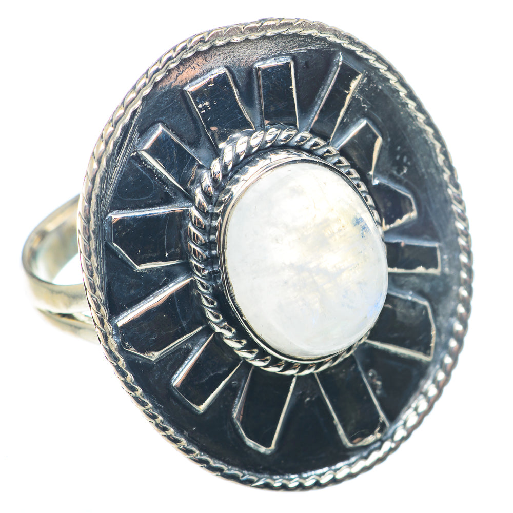 Rainbow Moonstone Rings handcrafted by Ana Silver Co - RING72779