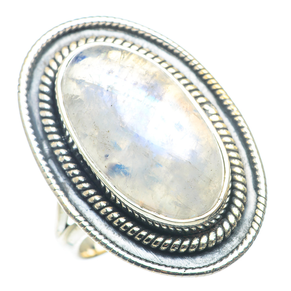 Rainbow Moonstone Rings handcrafted by Ana Silver Co - RING72783