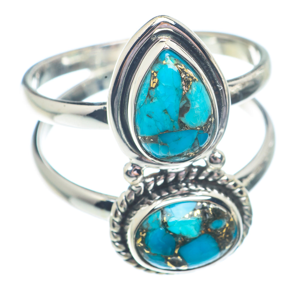 Blue Copper Composite Turquoise Rings handcrafted by Ana Silver Co - RING72807