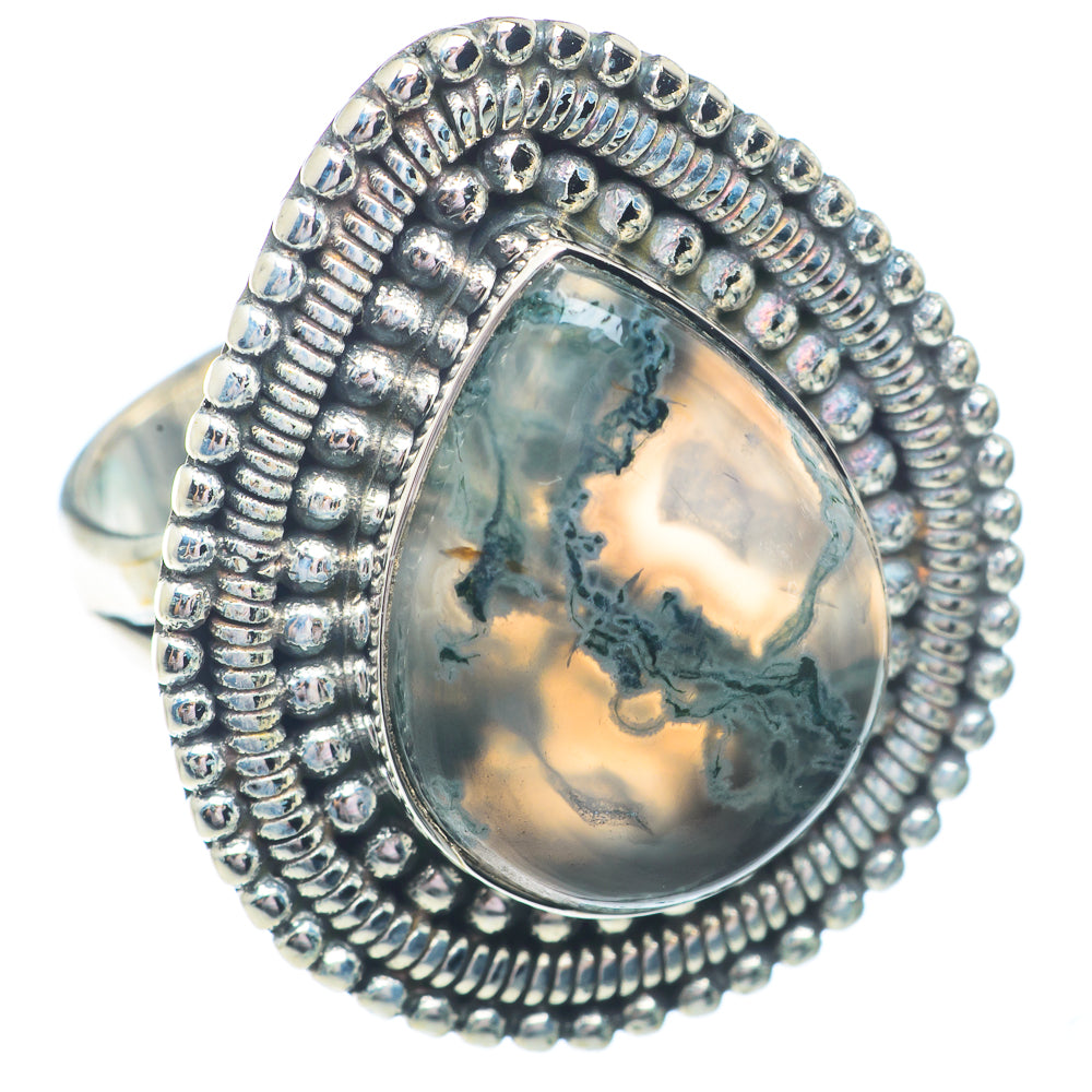 Green Moss Agate Rings handcrafted by Ana Silver Co - RING72812