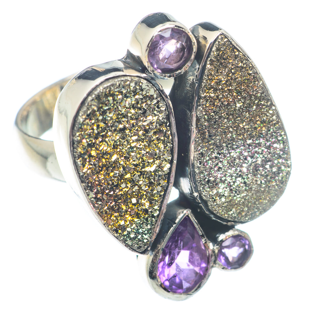 Spectro Pyrite Druzy Rings handcrafted by Ana Silver Co - RING72914