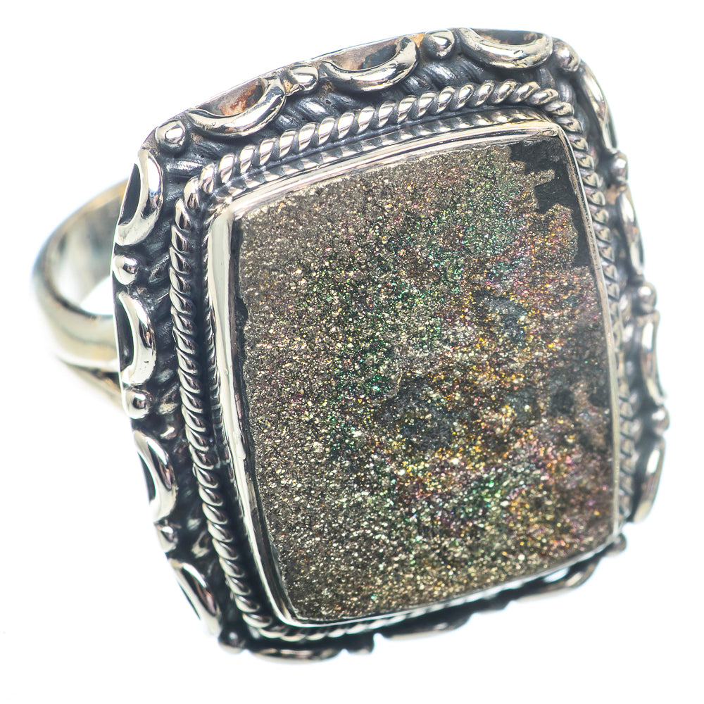 Spectro Pyrite Druzy Rings handcrafted by Ana Silver Co - RING72993