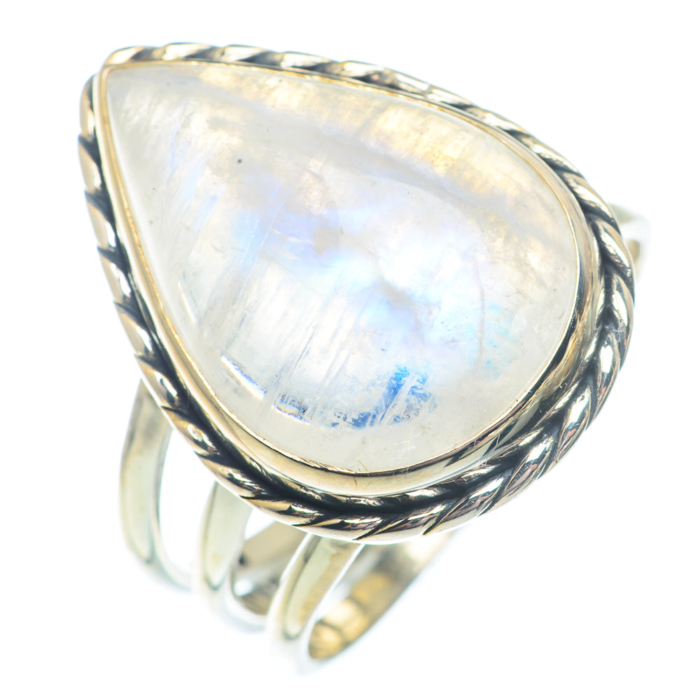 Rainbow Moonstone Rings handcrafted by Ana Silver Co - RING73004