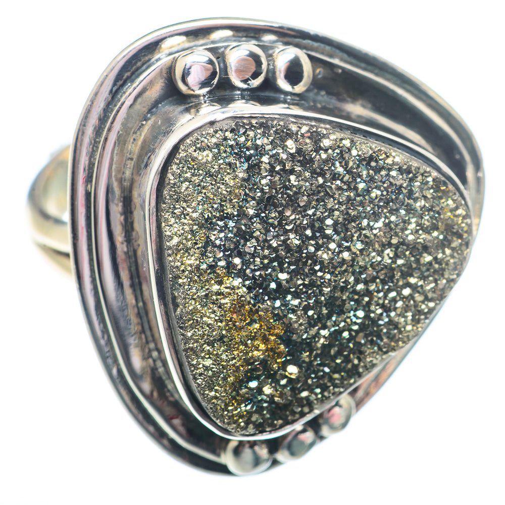 Spectro Pyrite Druzy Rings handcrafted by Ana Silver Co - RING73031 - Photo 2