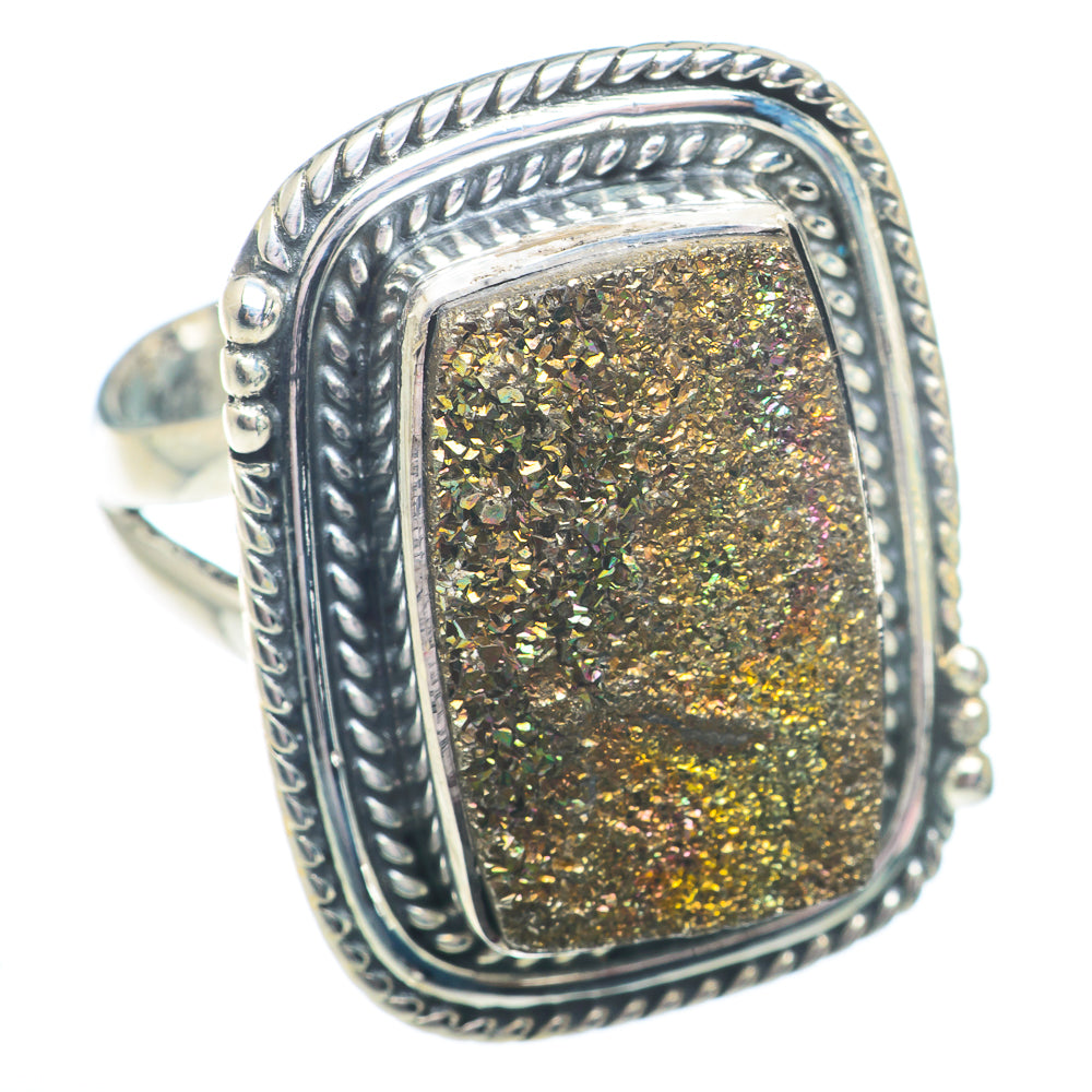 Spectro Pyrite Druzy Rings handcrafted by Ana Silver Co - RING73032