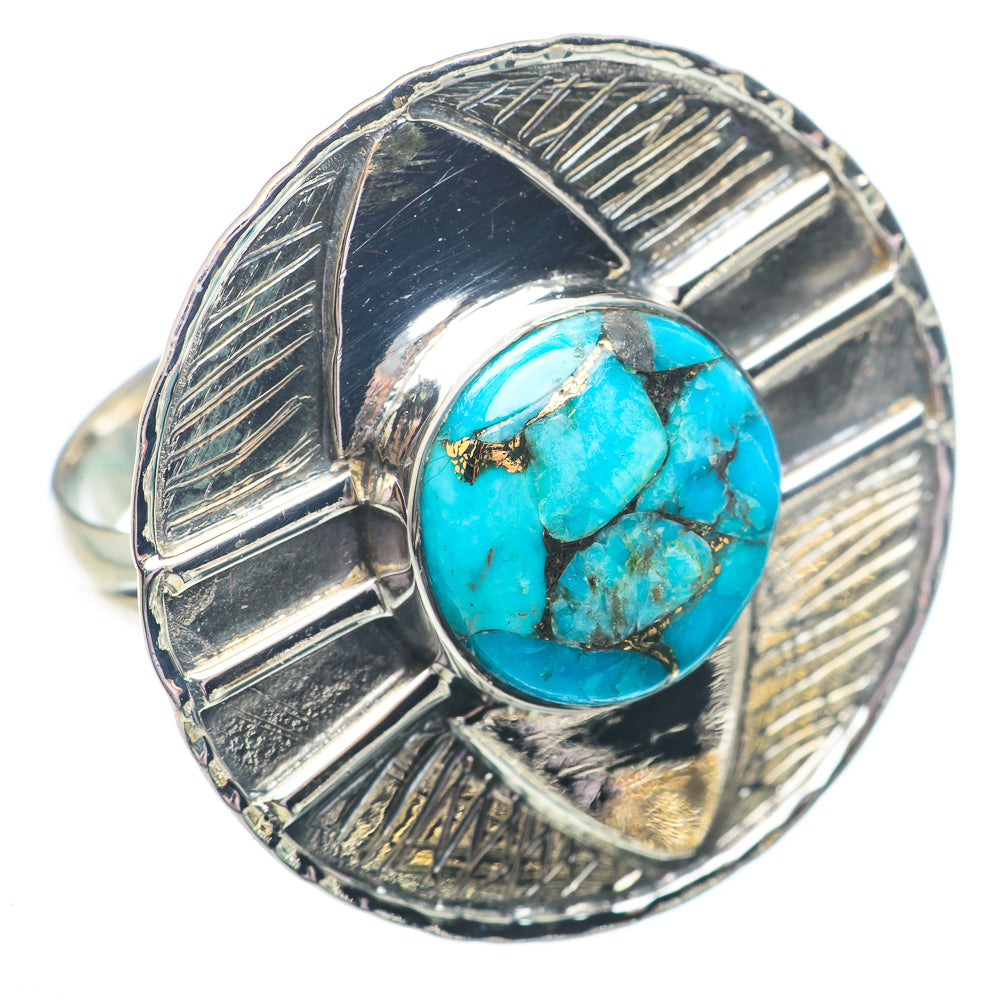 Blue Copper Composite Turquoise Rings handcrafted by Ana Silver Co - RING73096