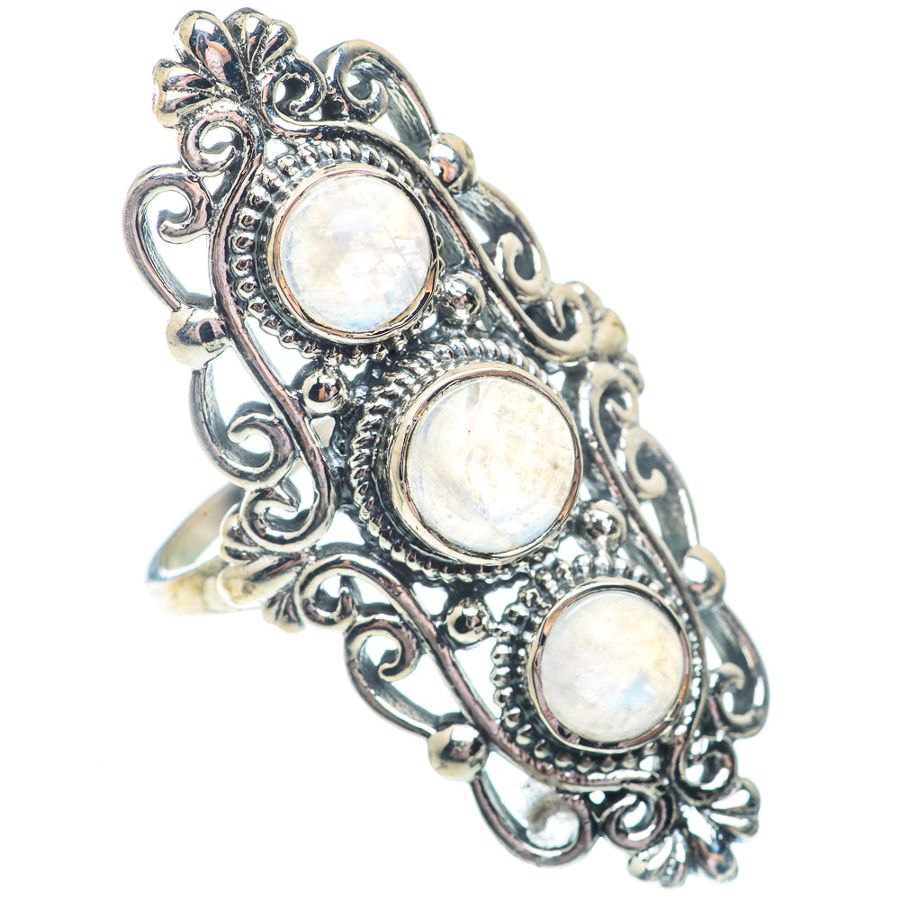 Rainbow Moonstone Rings handcrafted by Ana Silver Co - RING73127