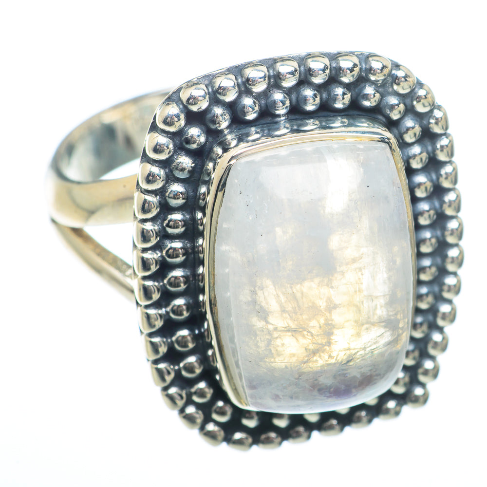 Rainbow Moonstone Rings handcrafted by Ana Silver Co - RING73334