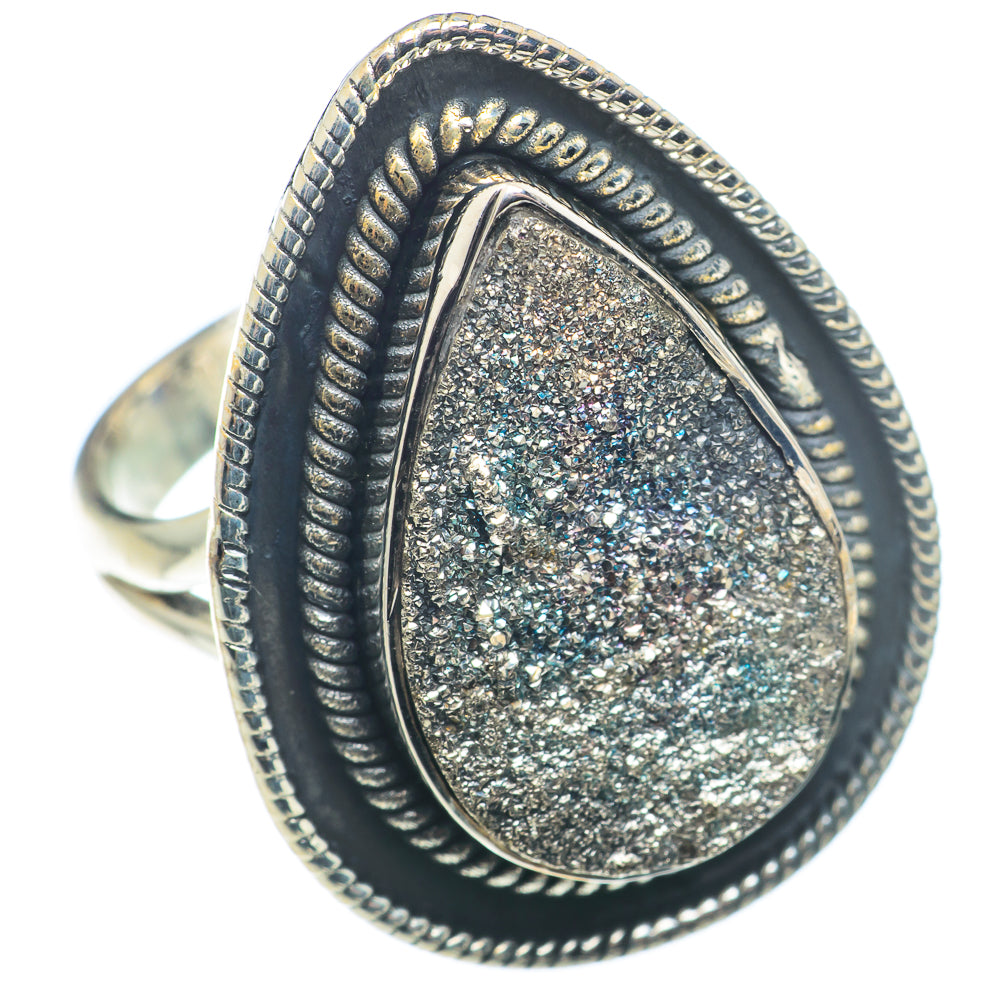 Spectro Pyrite Druzy Rings handcrafted by Ana Silver Co - RING74168