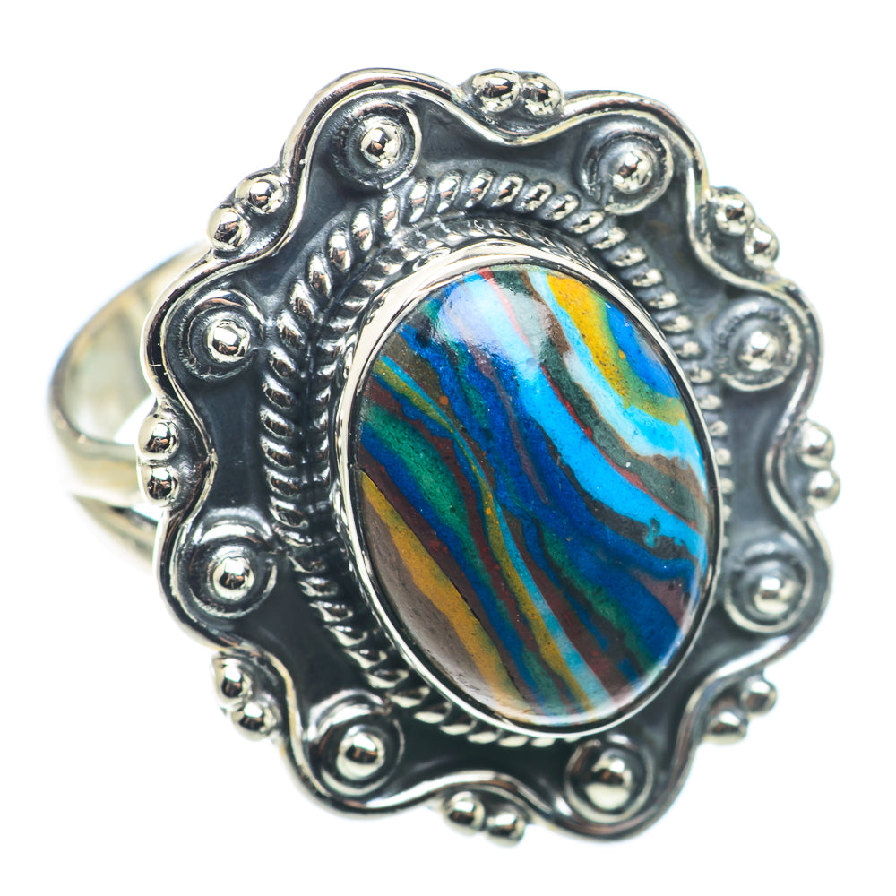 Rainbow Calsilica Rings handcrafted by Ana Silver Co - RING74291