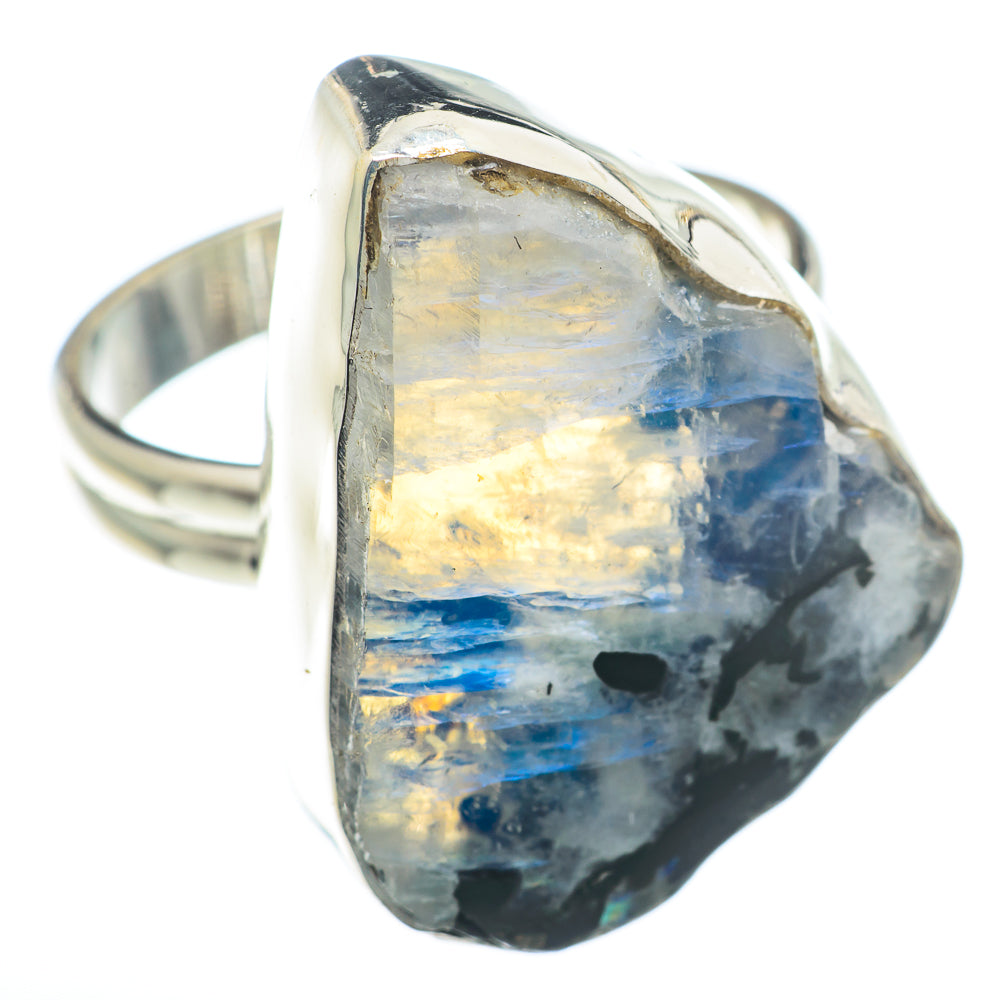 Rainbow Moonstone Rings handcrafted by Ana Silver Co - RING74357