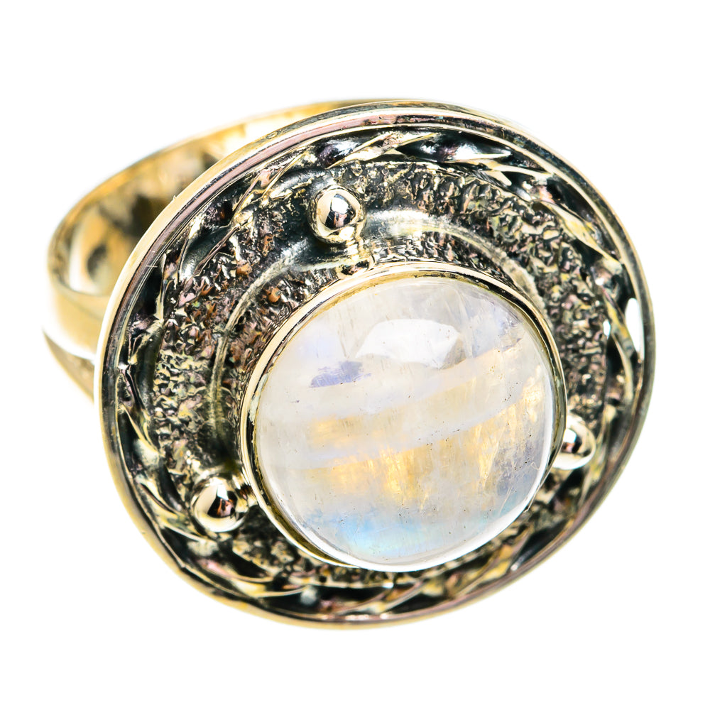Rainbow Moonstone Rings handcrafted by Ana Silver Co - RING74749