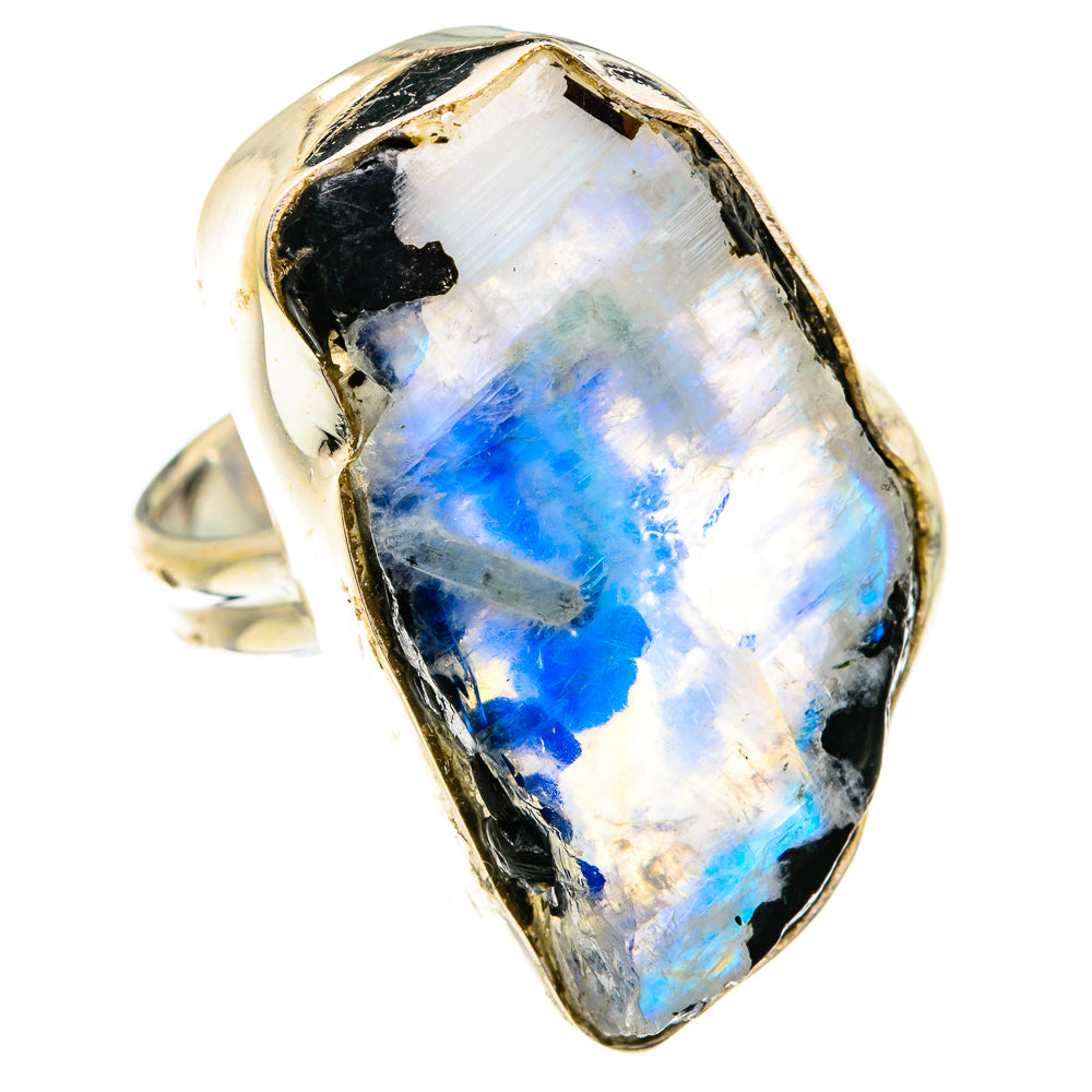 Rainbow Moonstone Rings handcrafted by Ana Silver Co - RING74862