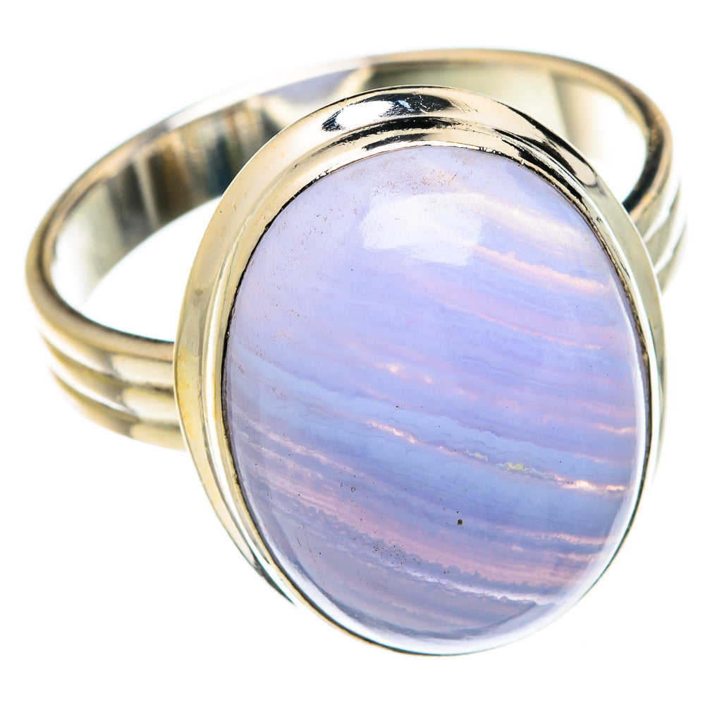 Blue Lace Agate Rings handcrafted by Ana Silver Co - RING75041