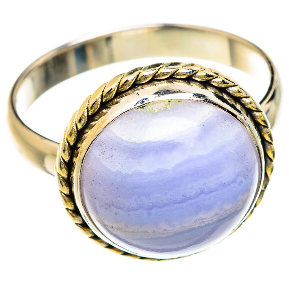 Blue Lace Agate Rings handcrafted by Ana Silver Co - RING75104