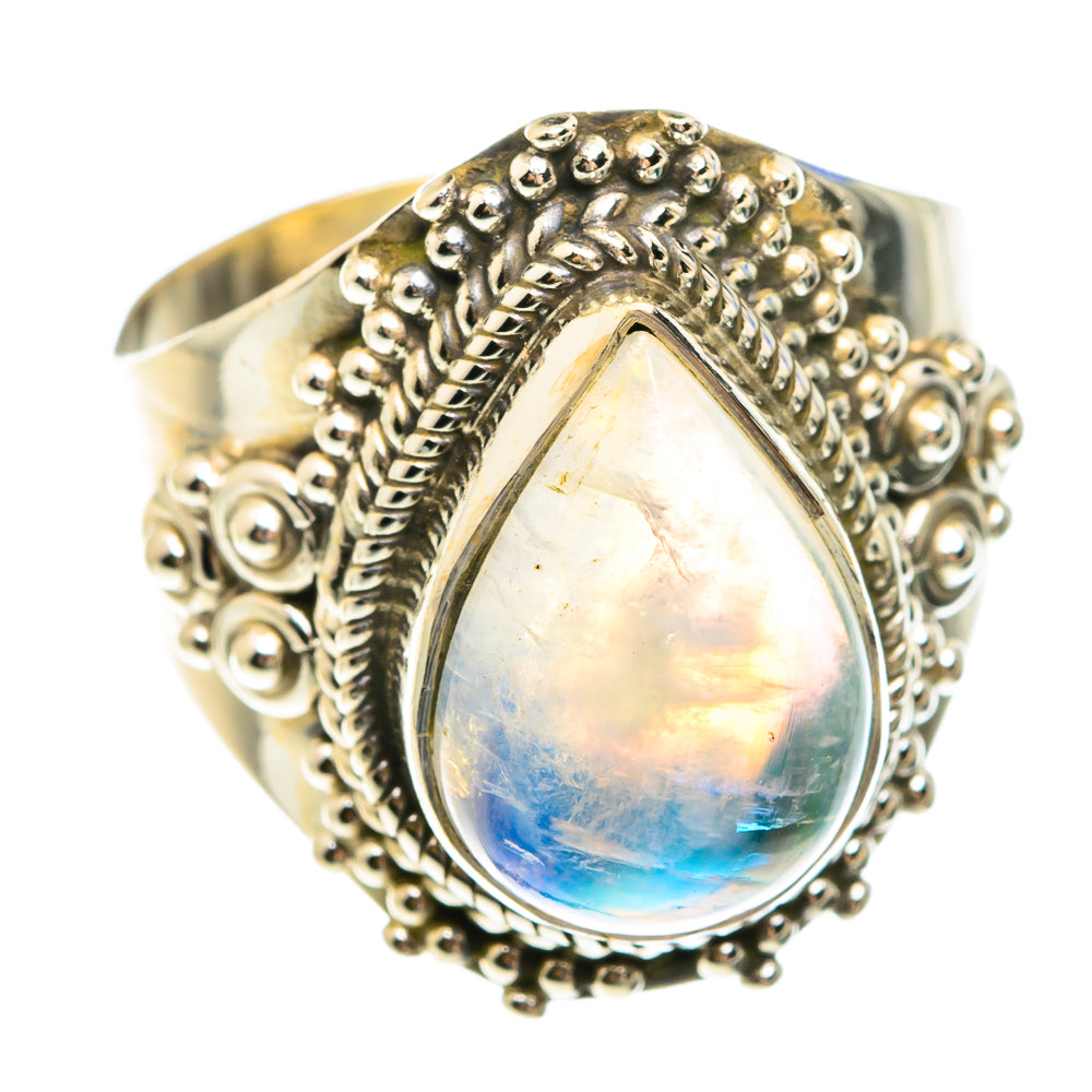 Rainbow Moonstone Rings handcrafted by Ana Silver Co - RING75189