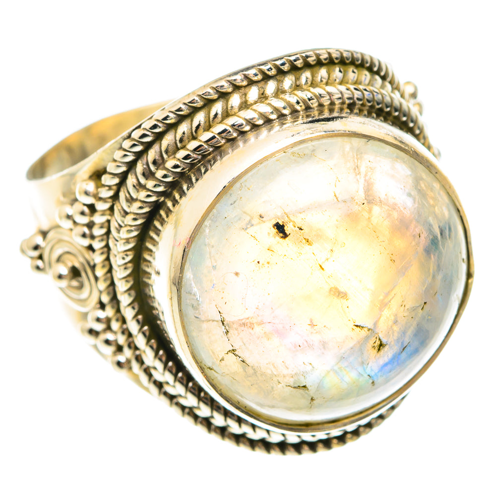 Rainbow Moonstone Rings handcrafted by Ana Silver Co - RING75294