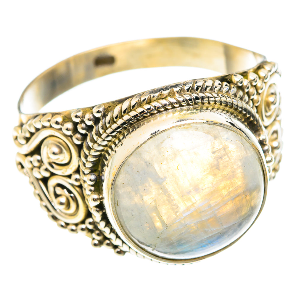 Rainbow Moonstone Rings handcrafted by Ana Silver Co - RING75428