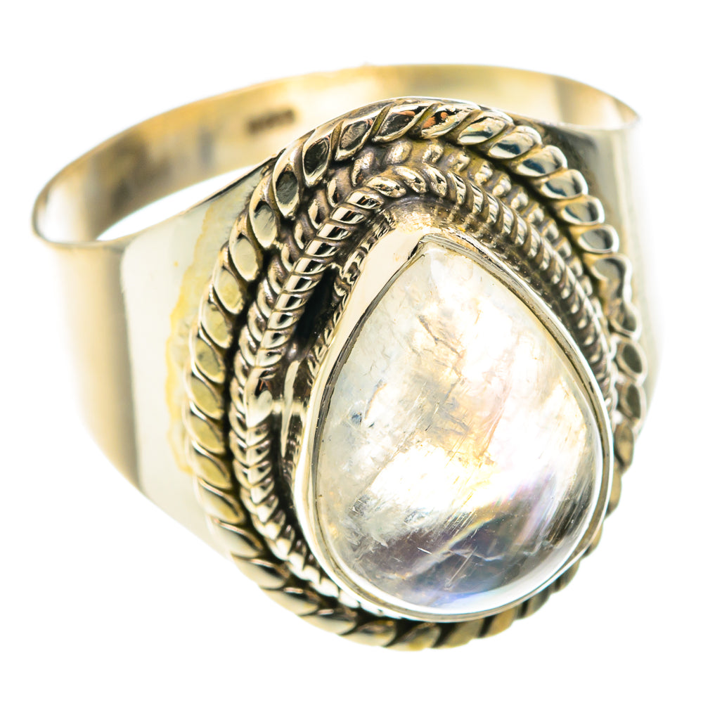 Rainbow Moonstone Rings handcrafted by Ana Silver Co - RING75555