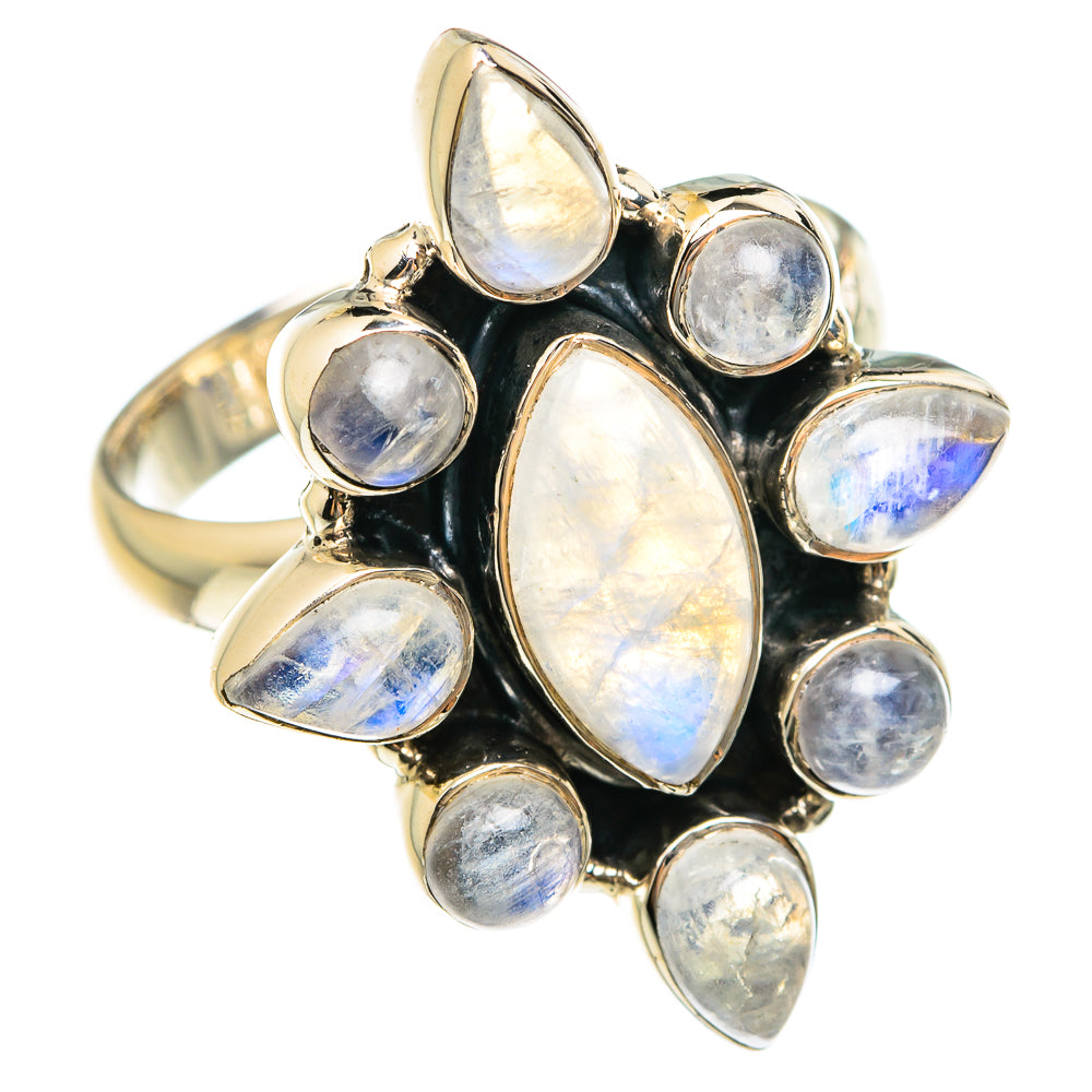 Rainbow Moonstone Rings handcrafted by Ana Silver Co - RING75995