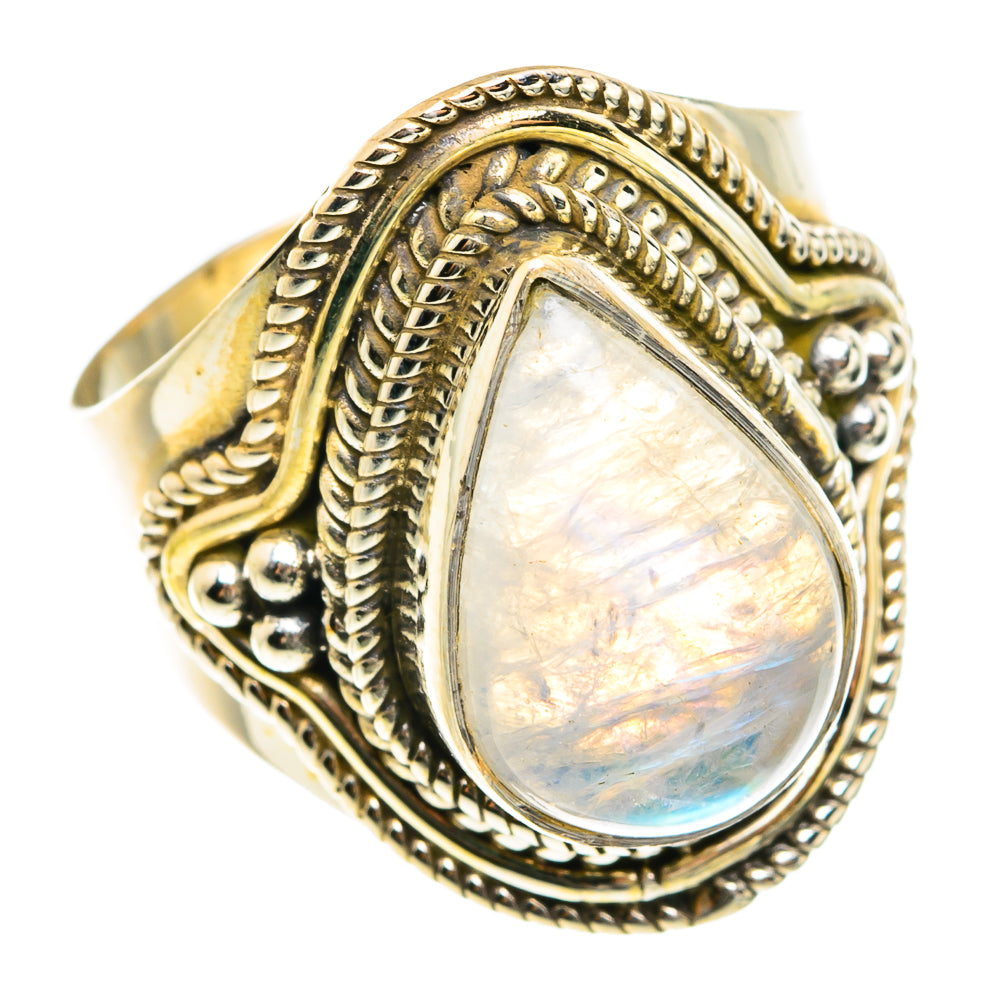 Rainbow Moonstone Rings handcrafted by Ana Silver Co - RING76290