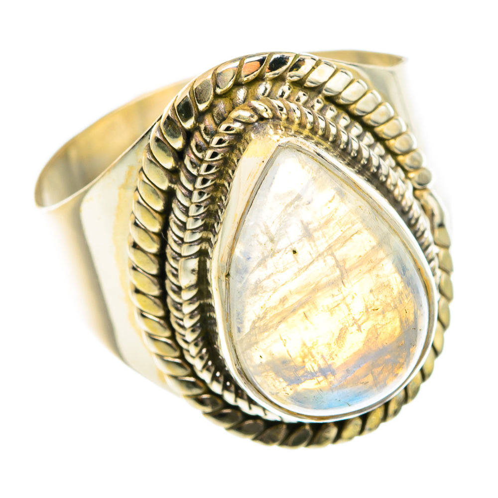 Rainbow Moonstone Rings handcrafted by Ana Silver Co - RING76317