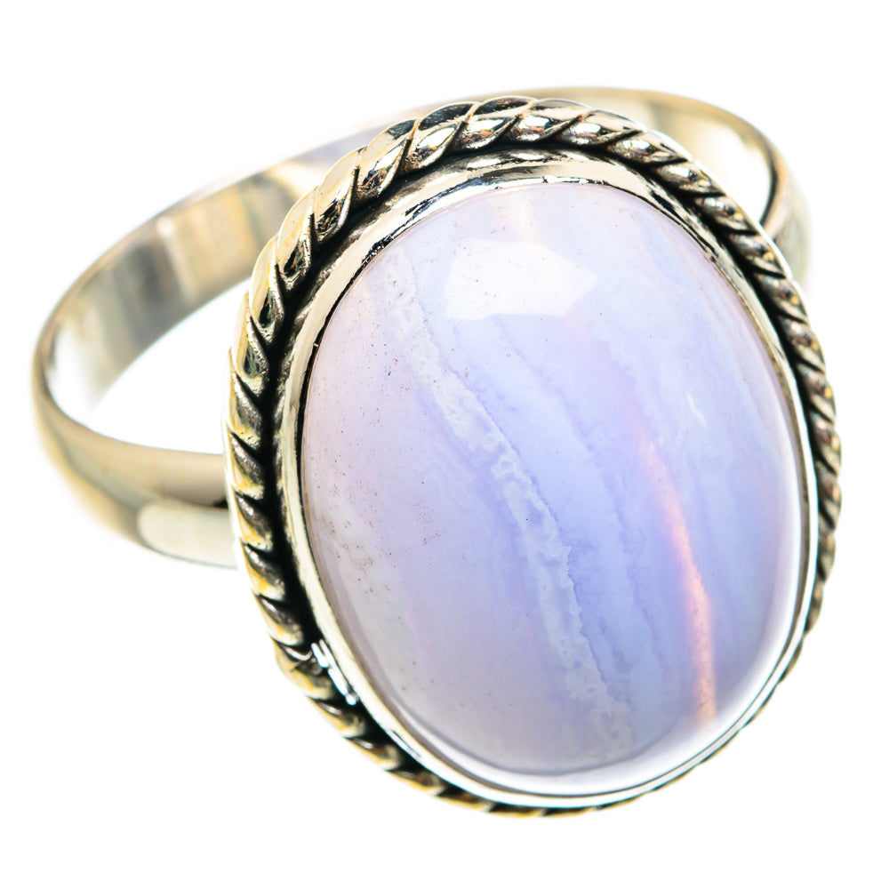 Blue Lace Agate Rings handcrafted by Ana Silver Co - RING76445
