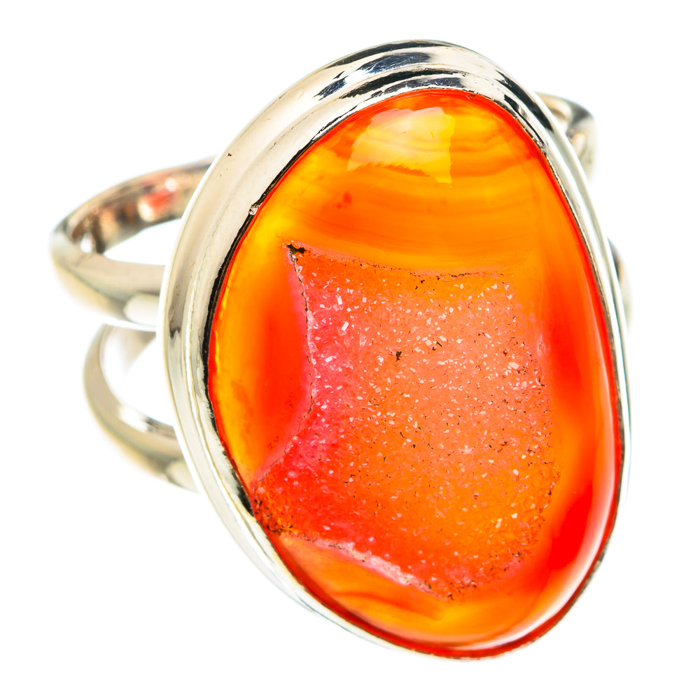 Pink Agate Druzy Rings handcrafted by Ana Silver Co - RING76492