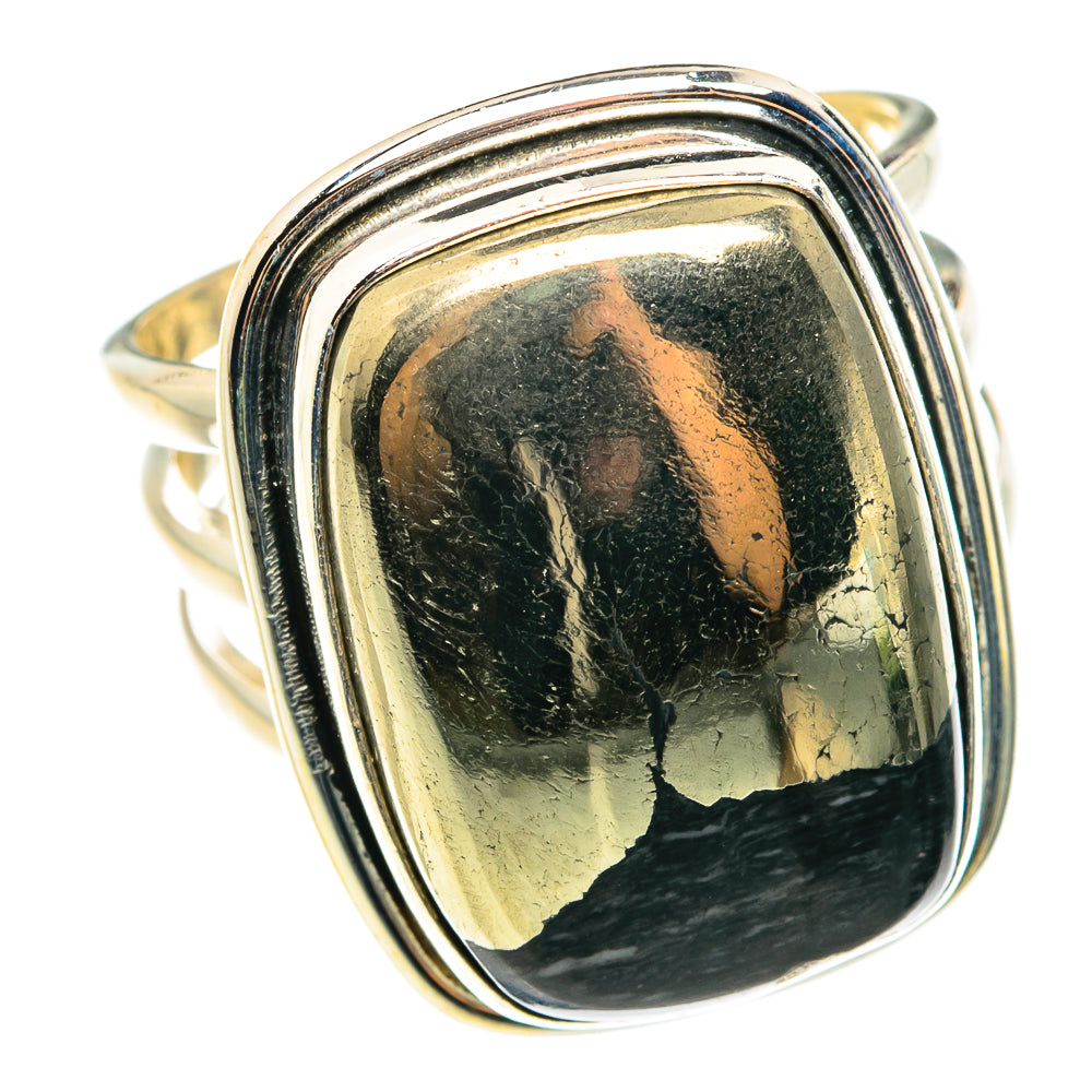 Pyrite In Black Onyx Rings handcrafted by Ana Silver Co - RING76540