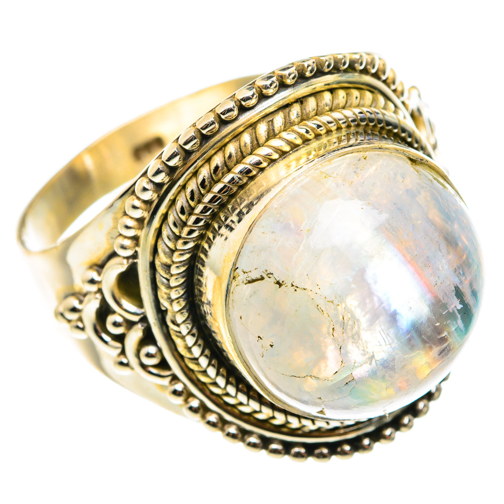 Rainbow Moonstone Rings handcrafted by Ana Silver Co - RING76542