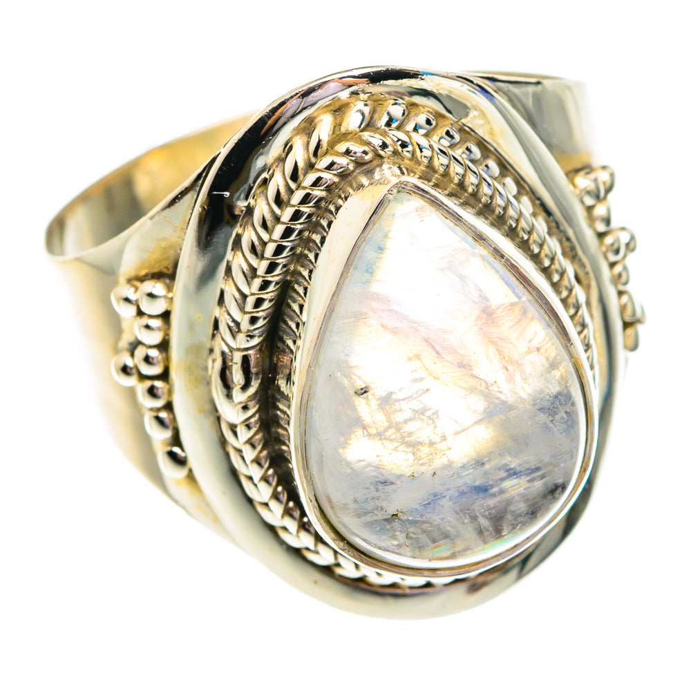 Rainbow Moonstone Rings handcrafted by Ana Silver Co - RING76724