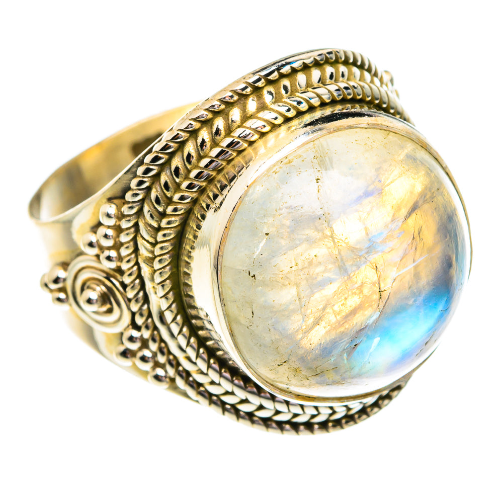 Rainbow Moonstone Rings handcrafted by Ana Silver Co - RING76750