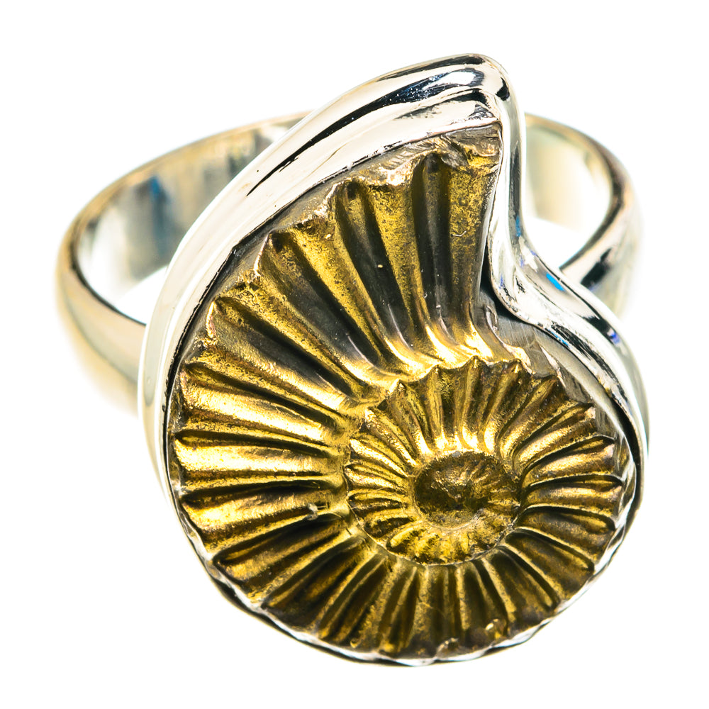 Pyrite Fossil Rings handcrafted by Ana Silver Co - RING76880