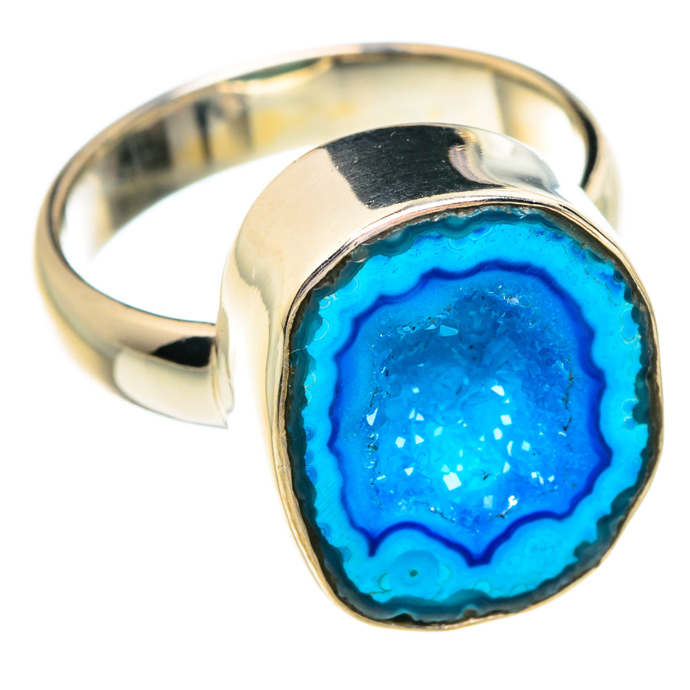 Blue Geode Slice Rings handcrafted by Ana Silver Co - RING77028